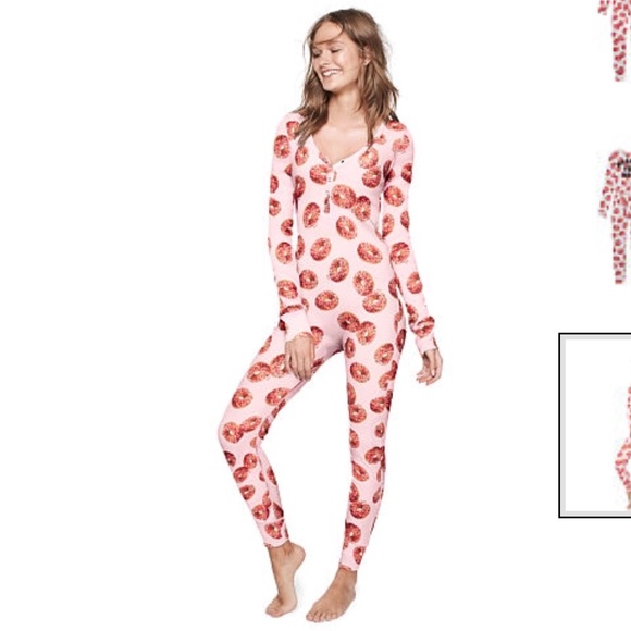 New Victoria’s Secret PINK Thermal Onesie - Donuts - Picture 3 of 3